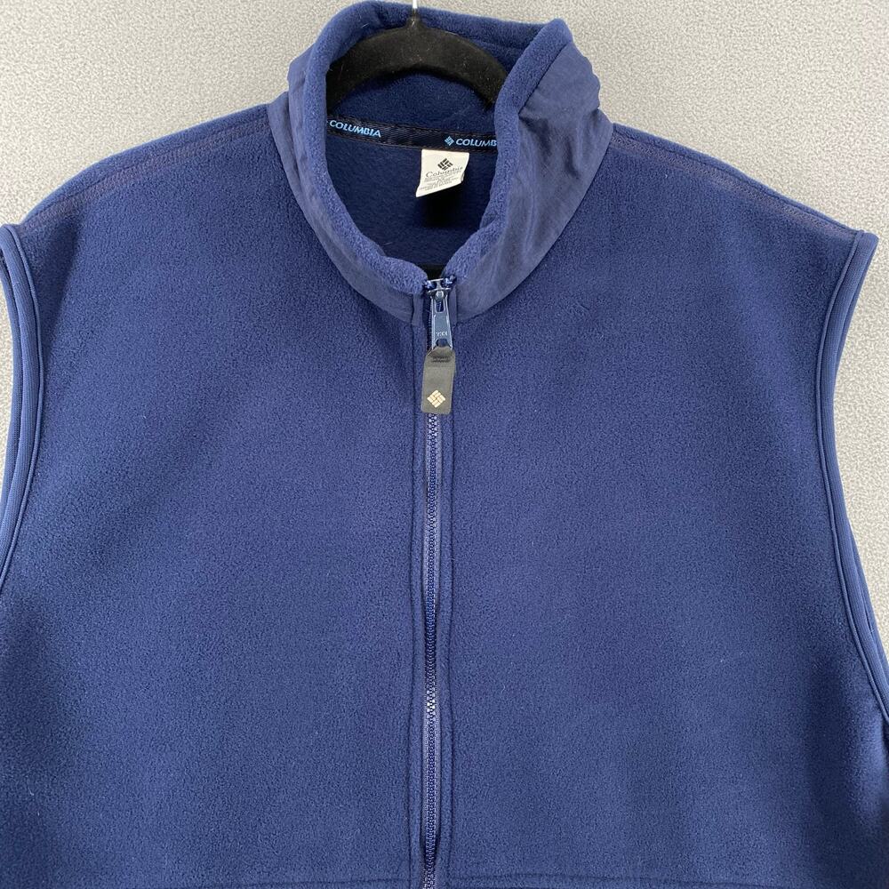 Columbia‎ Fleece Full Zip Vest Mens XL Blue Layering Outdoor Mock Neck Pockets - Picture 3 of 11